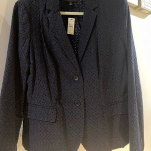 Talbots navy eyelet jacket. Size 14. NWT.